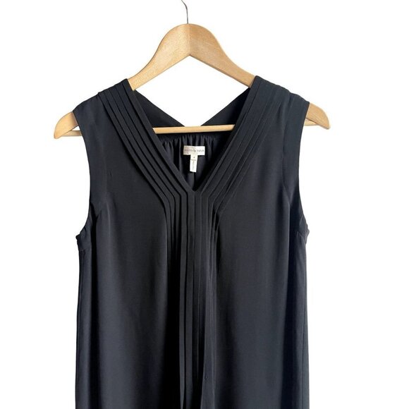 Rebecca Taylor Black Silk Shift Dress V-Neck Sleeveless Size 4 - Picture 4 of 6